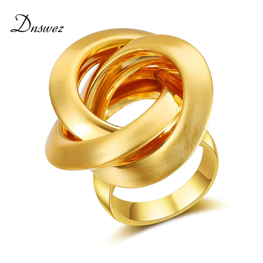 

Dnswez New Gold & Silver Color Female Size Rings for Woman Knot Design Cocktail Party Rings Brand Jewelry Gift R1986 R1987