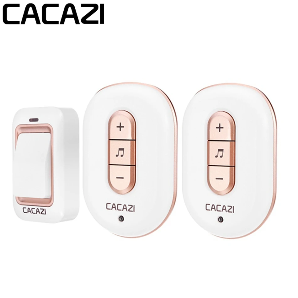 

CACAZI Plug-in Wireless Doorbell 300M Remote Control Door Ring Waterproof Button Transmitter Receive