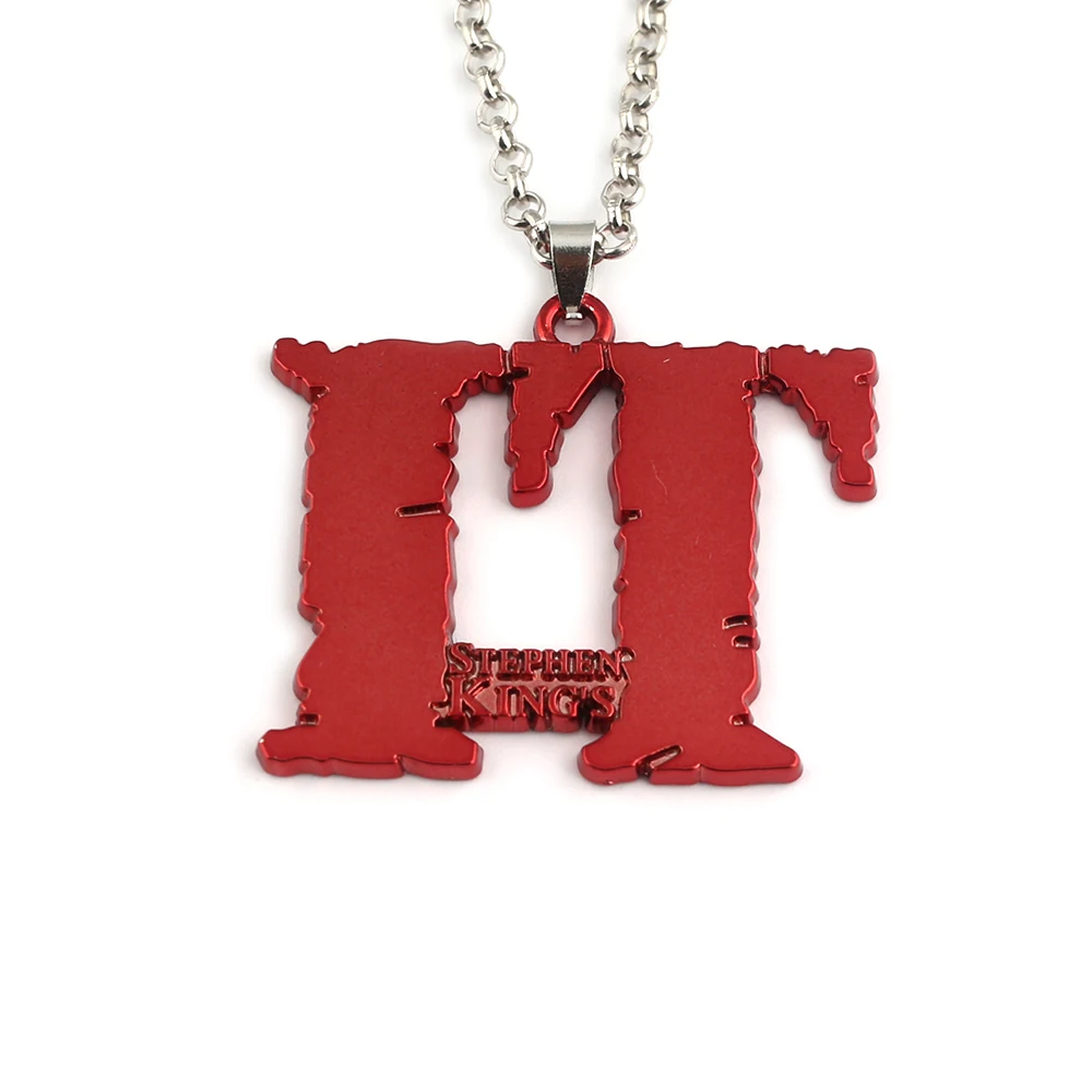 

Hot Movie IT Series Red Metal Necklace Pendant Stephen King's Clown Killer Pennywise Choker Women Men Jewelry