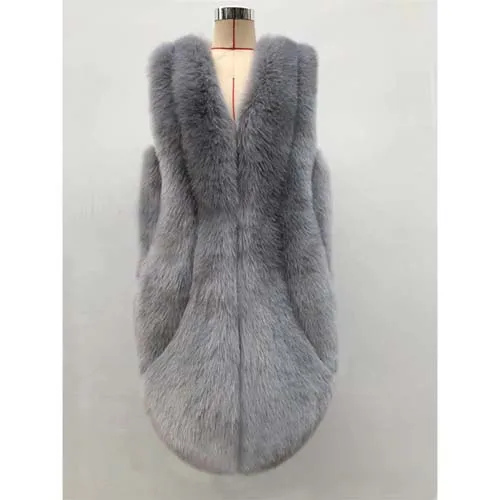 ZADORIN дизайнерский зимний жилет из искусственного меха женский жилет из искусственного меха pelliccia размера плюс меховое пальто manteau fourrure femme bontjas - Цвет: Gray