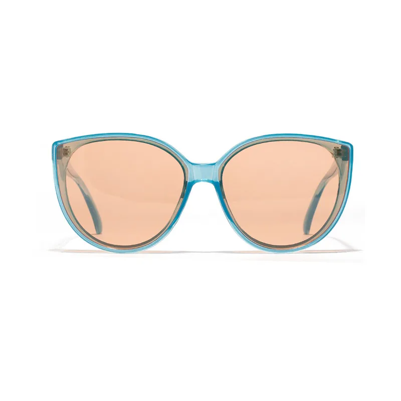Калейдоскоп, брендовые круглые очки, женские солнцезащитные очки кошачий глаз, цветной дизайн, зеленые, серые солнцезащитные очки, женские ретро очки с большой оправой - Цвет линз: Синий