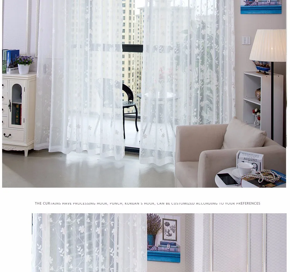 Korean White Embroidered Voile Curtains For Bedroom Window Curtain Living Room Sheer Curtains White Blinds Custom Made3