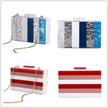 Четыре цвета, твердый жемчужный синий, красный, белый, бежевый акриловый клатч, Сумка с клапаном, мини-пляжная женская сумка на плечо, сумка-мессенджер, акриловый клатч