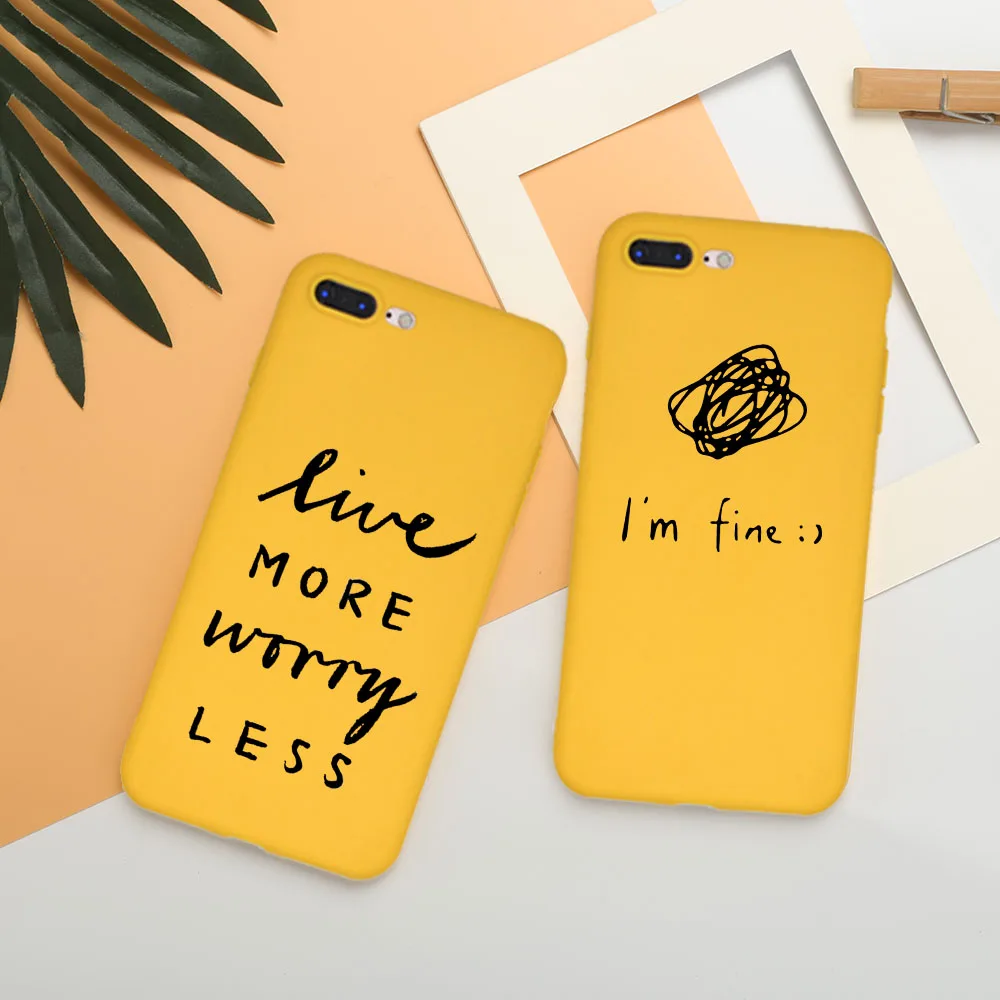 

Phone Cases For iPhone X 8 6 7 6 Plus 5 New Fashion Simple Line Text Beard Cute Yellow TPU Soft Grass DIFFRBEAUTY Silicone Coque