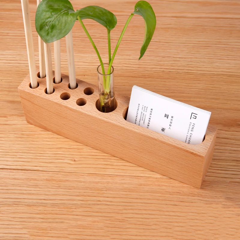 

Office Supplies Multi-function Storage Pen Holder Wooden Business Card Box Desktop Solid Wood Simple Creative Storage Box