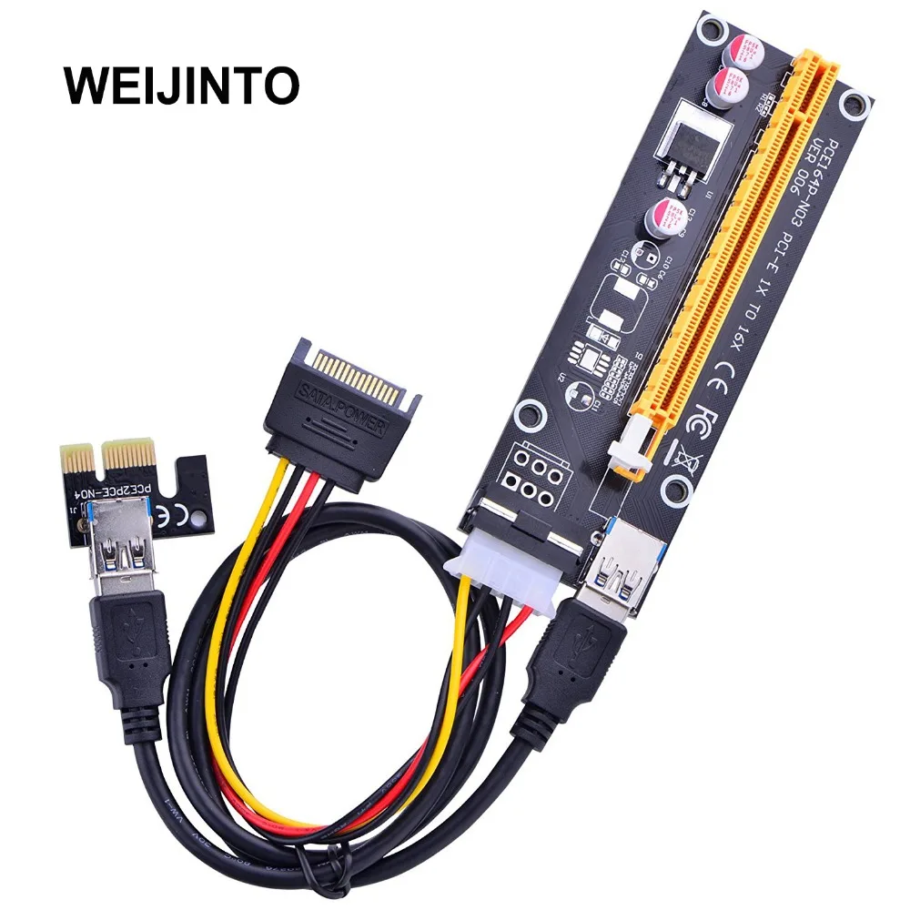 

70pcs Ship by DHL 60cm PCI-E PCI Express Riser Card 1x to 16x USB 3.0 SATA to 4Pin IDE Molex Power for Mining Bitcion Miner 006