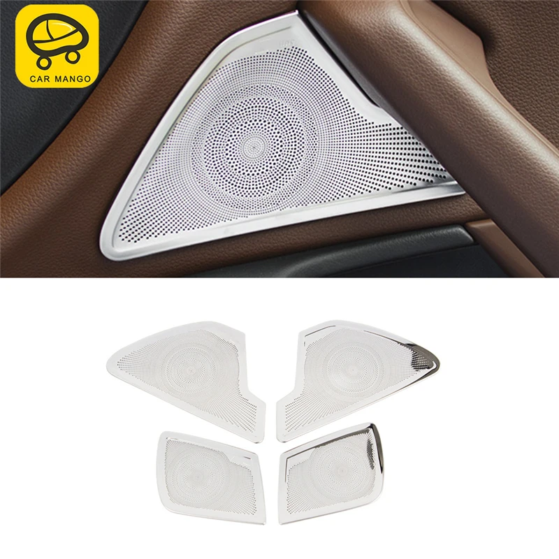 

CARMANGO For Audi A6 C8 2019 Car Styling Door Gate Loudspeaker Sound Cover Trim Frame Sticker Chrome Interior Accessories
