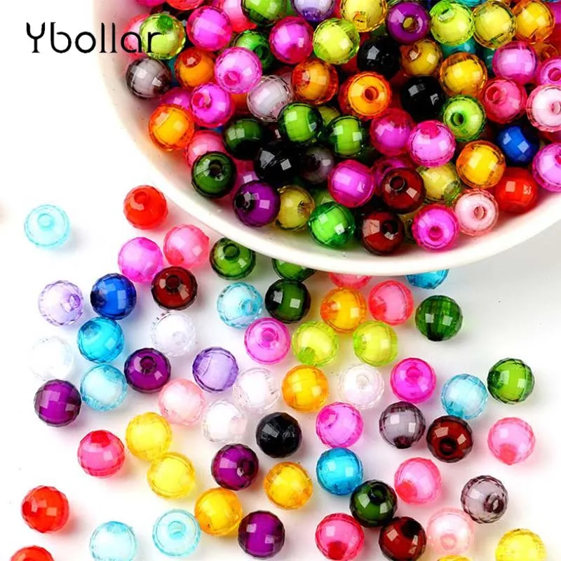 

100pcs/pack 8mm/10mm Earth Faceted Acrylic Loose Spacer Round Beads For Bracelet Necklace Jewelry Making & DIY Craft