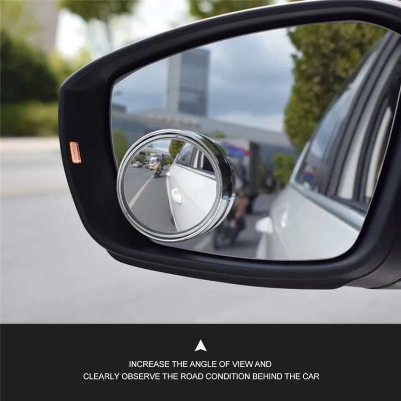 2Pcs universal car 360° wide angle convex rear side view blind spot mirror