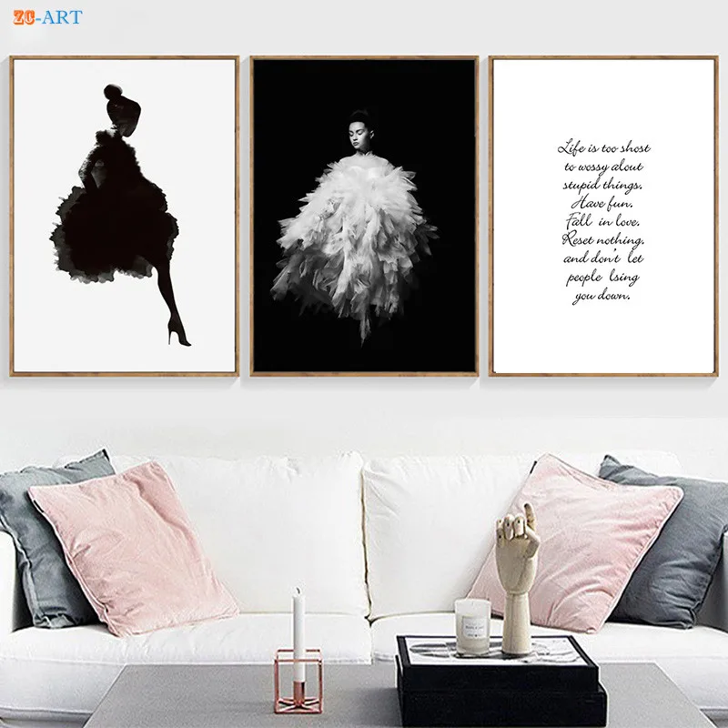 Black and White Girls Quotes Modern Art Posters and Prints Minimalist
