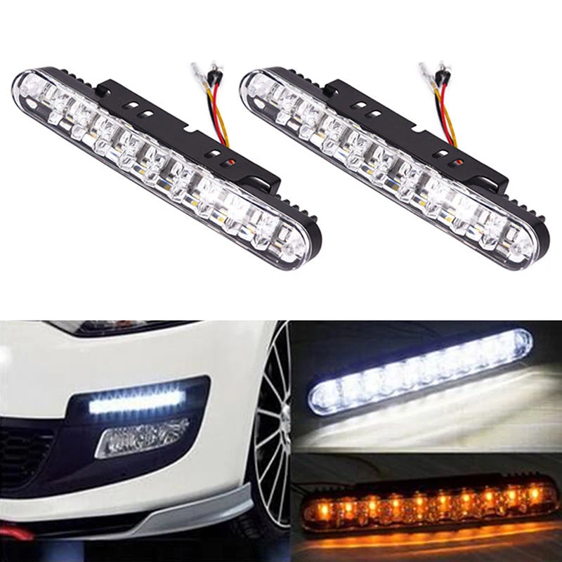 2pcs 12v 12w 30 Led Car Daytime Running Light Drl Daylight Lamp With Turn Lights Fog Light