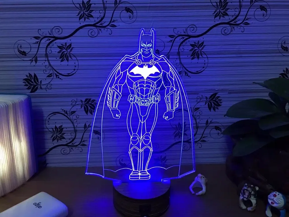 Железный человек светильник Бэтмена Marvel Avengers 3D ночник лампа супергероя USB +
