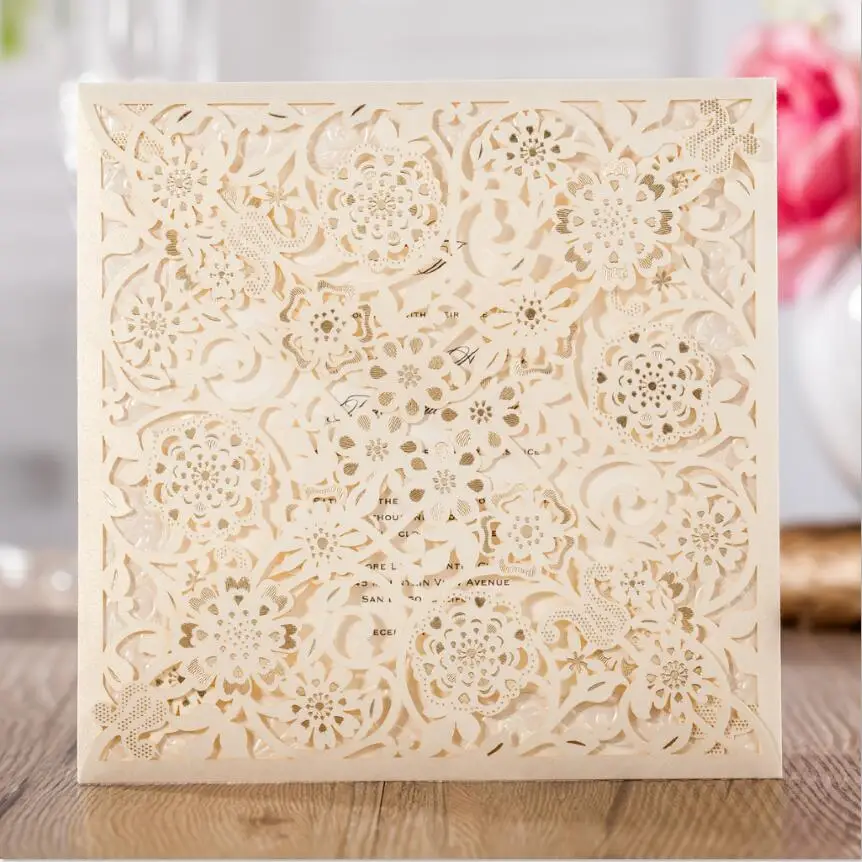  1pcs Laser Cut Wedding Invitation Cards with Envelopes RSVP and Thank You Cards for Bridal Shower E - 32994384004