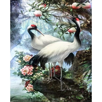 

3d Diamond Painting bird,white crane Cross Stitch 5D Diamond Embroidery Flower DIY Full Round/Square Diamond Mosaic Needlework