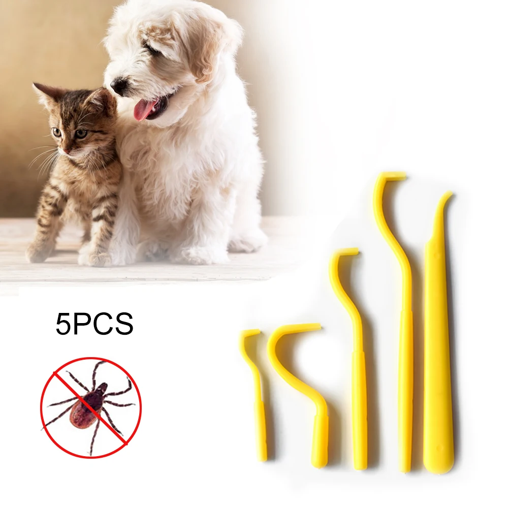 

5pcs Tick Twister Hook Flea Remover Pet Flea Clip Twister Remover Scratching Hook Pet Comb Tool Human Cat Dog Horse Supplies