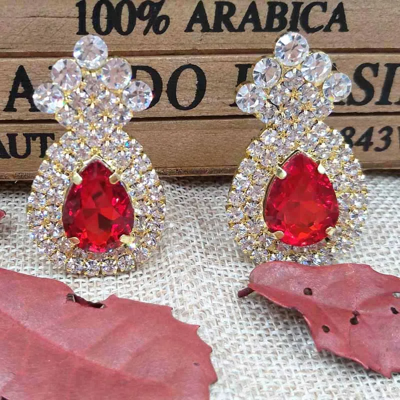 

zerongE jewelry new Colorful rhinestone Earrings for lady gold green/royal blue/yellow/red/fushia color crystal luxury earring