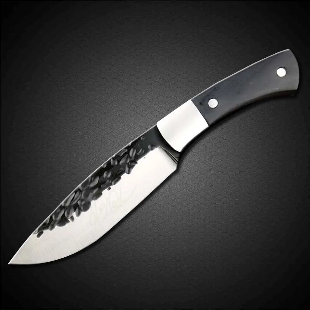 

PEGASI High Carbon Steel Forging Blade Hunting Fixed Blade Knife Ebony Wood Handle Camping Survival Straight Knives