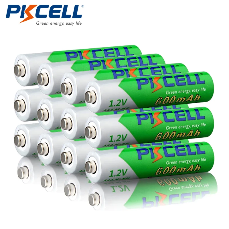 12 шт./лот перезаряжаемые NIMH аккумуляторы PKCELL AAA 1,2 V 600mAh ni-mh 1200 циклов