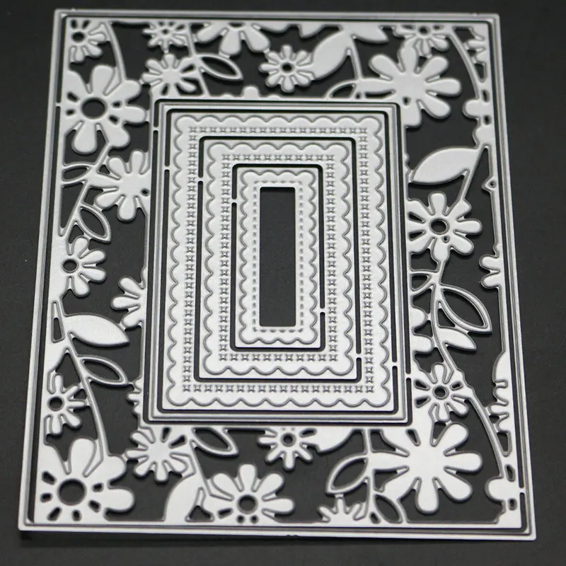 

Rectangle Flower Background Metal Cutting Dies Stencil for DIY Scrapbooking Crafts Dies Cut Embossing Cards Making 2018