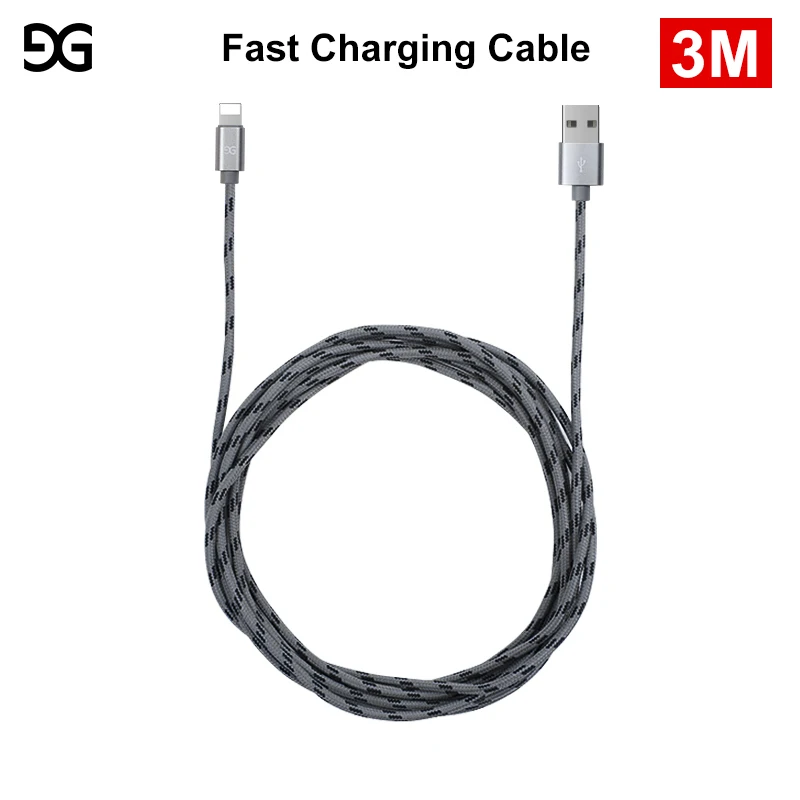 3 м USB кабель для iPhone Xs Max Xr X 8 7 6 Plus 6s 5 s Plus быстрое зарядное устройство для Lightning Кабель 2.1A кабели для зарядки для iPad - Цвет: Серый