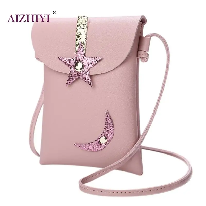 

Women Mini Sweet Style Messenger PU Leather Star Handbags Sequins Portable Crossbody Shoulder Girls Bags Phone Coin Holder New