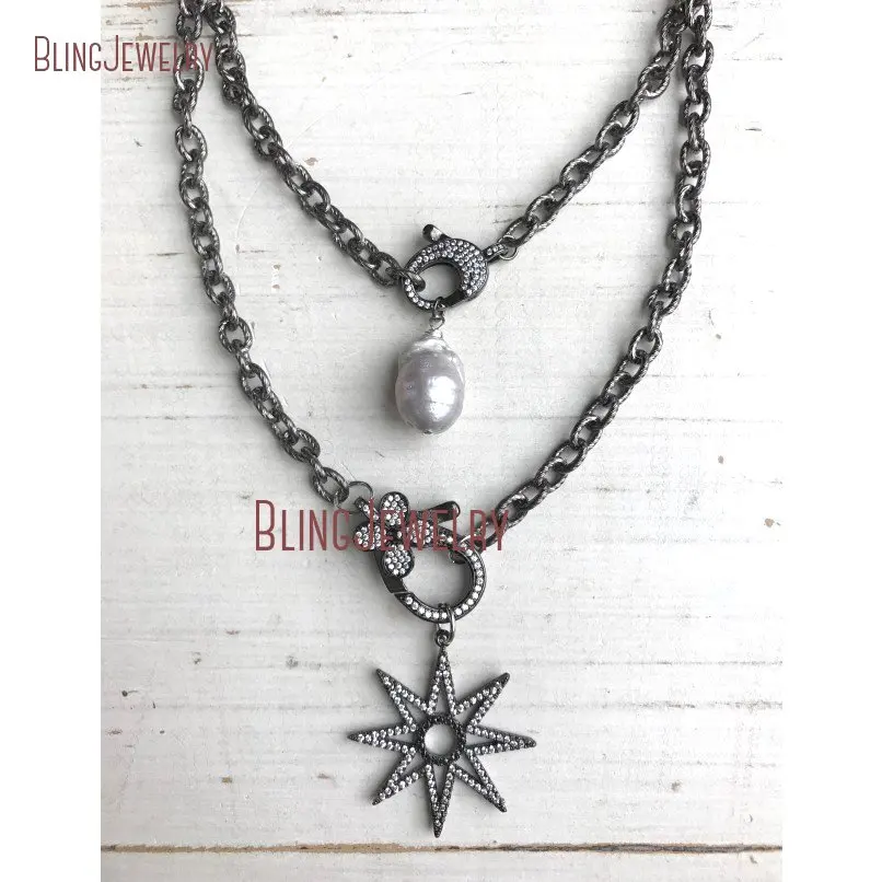 20181010-NM18362-pave crystal clasp choker with gray freshwater baroque pearl pendant on gunmetal texturized chain_4