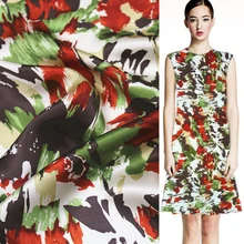 Граффити Шаблон чистый шелк атласная ткань, шелковая ткань шармёз(тонкий атлас) 16 momme 110 см, SSC162