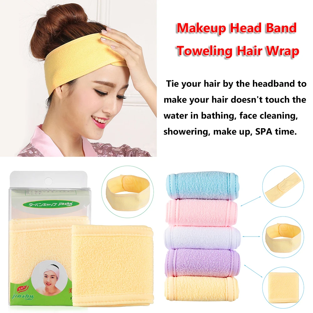 

1Pcs 2019 Hot Women Beauty Makeup Toweling Hair Wrap Head Band Soft Adjustable Salon SPA Facial Headband Hairband Candy Color