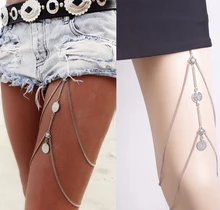 wholesale legs Thigh chain jewelry Punk Anklets Sexy Coin Tassels Leg Chain Fashion caved Jewelry