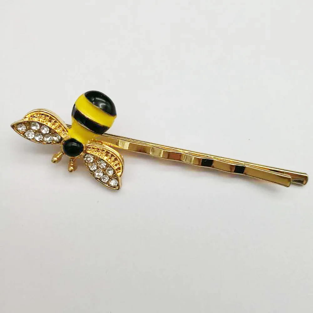 1PC Hair Clip Cute Bee Rhinestone Alloy Hairgrip Bee Rhinestone Hairgrip Girls Hair Clip Accessories Hairpin Hairpin Headwear