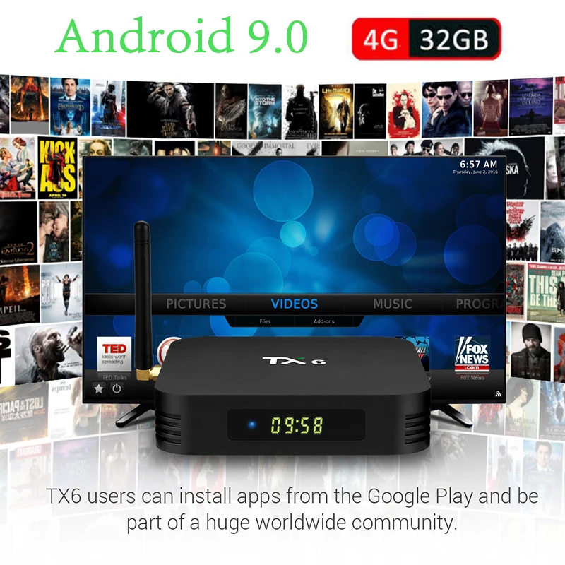 

Tanix TX6 Android 9.0 Smart TV BOX IPTV Set top box 4GB 32GB Allwinner H6 1080P 4K Dual WiFi Bluetooth 4.1 Media Player