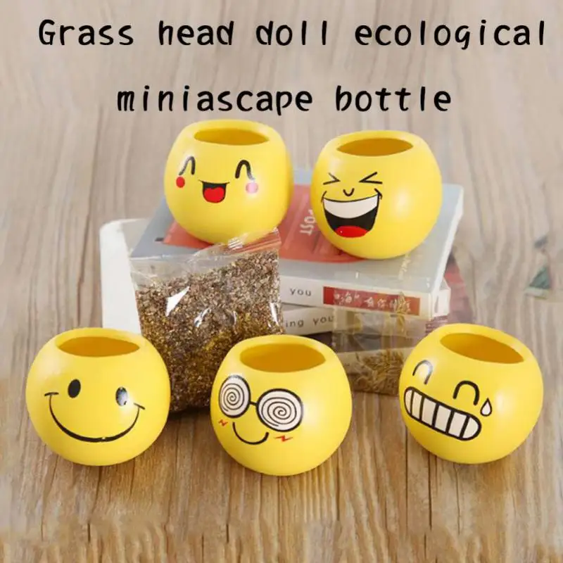 Grass Head Doll Ecological Bonsai Bottle Expression Pack Ecological Bonsai Bottle, Emoticon Bag, Great Gifts Grass Head Doll Ecological Bonsai Bottle Expression Pack Ecological Bonsai Bottle, Emoticon Bag, Great Gifts