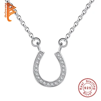 

New Fashion 925 Sterling Silver Long Necklace For Women Cubic Zircon Crystal Hook Letter U Shape Pendant Necklace Bijoux