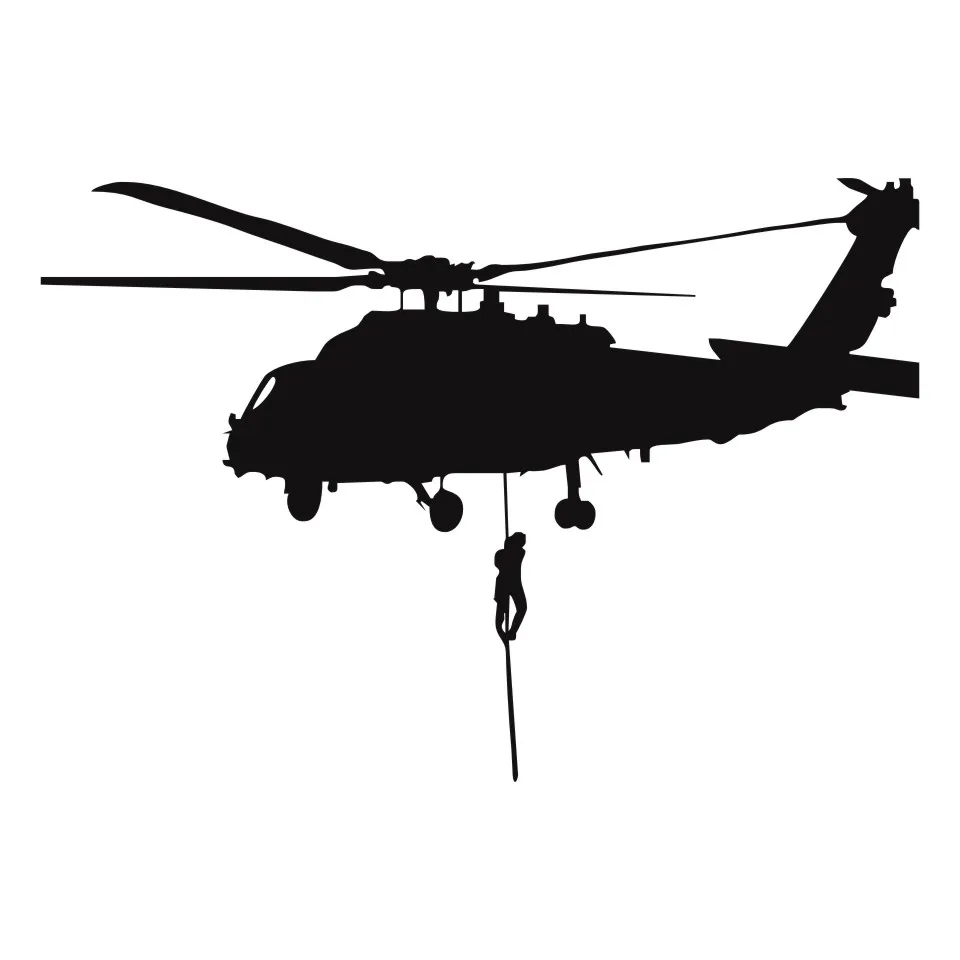 Cunymagos Helicopter Air Force Military Vinyl Car Sticker Decor Car Styling Fashion Car Sticker LaserBlackSilver 16.2cm11 (5)
