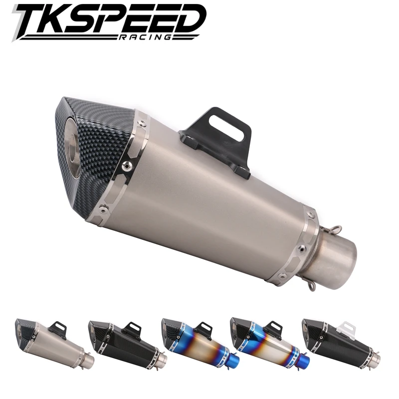 

FREE SHIPPING 51mm Real Carbon Fiber Universal Motorcycle Head CNC Bracket Muffler Slip On Exhaust