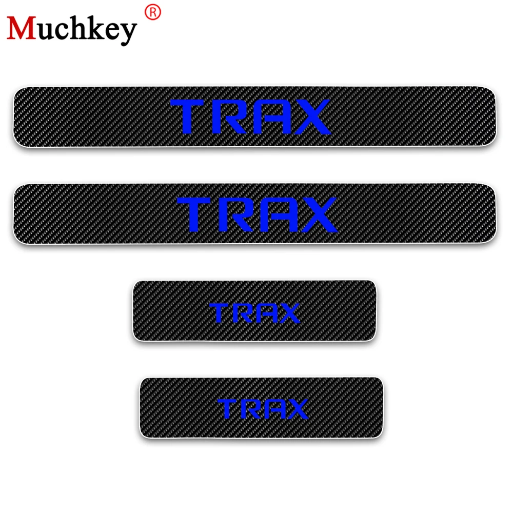 

For Chevrolet TRAX Carbon fiber vinyl sticker Car Door Sill Scuff Plate Door Sill Protector Auto Parts Interior Accessories 4Pcs