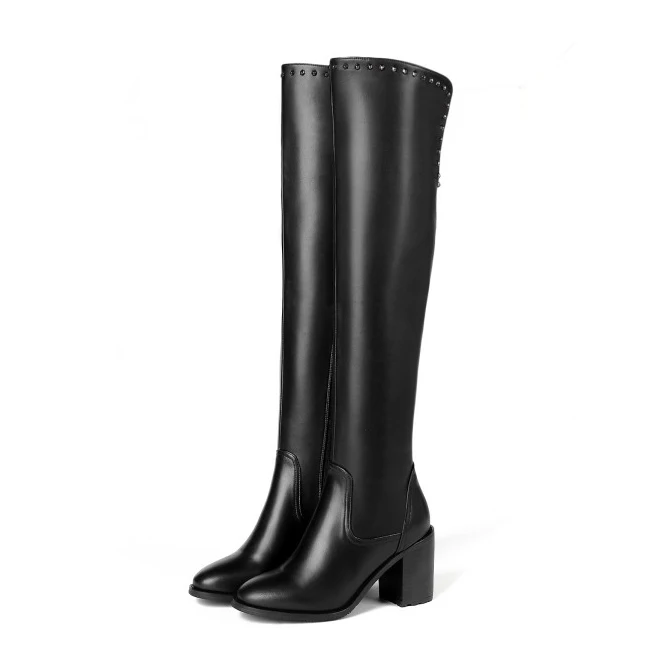 Bout Le Carrés 13 Mode Nouvelles Femmes D0032 Taille Bottes Cuir Nous Yifsion Noir En De Sur Black Parti Sexy Genou Chaussures Talons Pointu 3 7wOfXxXqC
