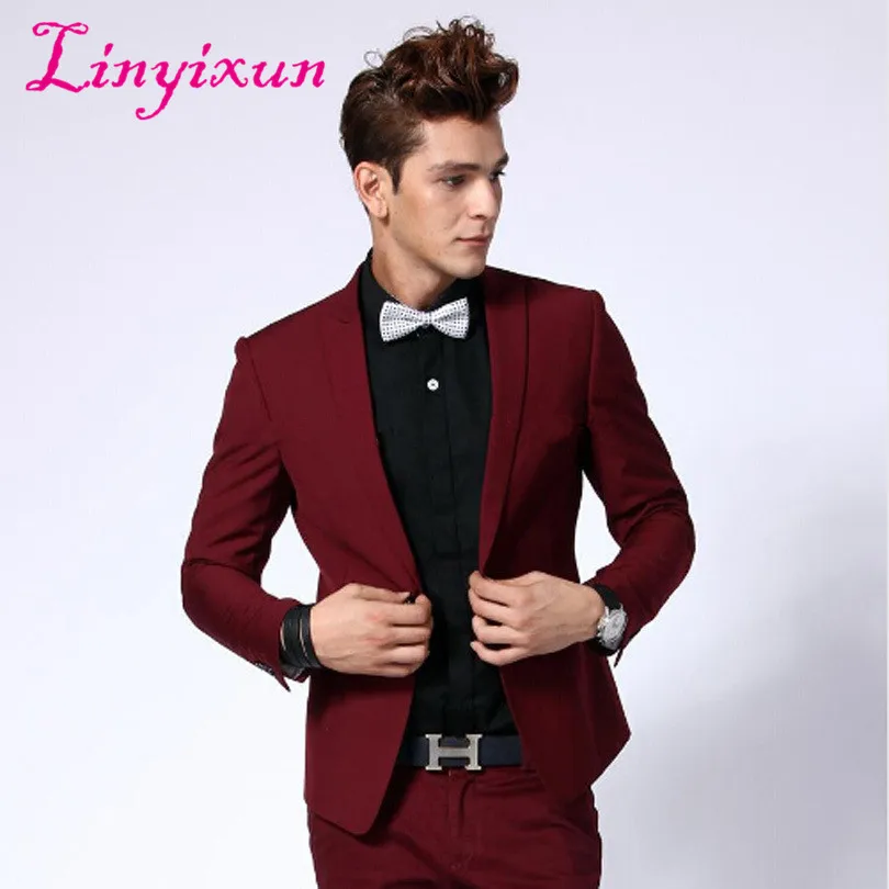 Linyixun 2017 Fashion Burgundy Men Business Suits Men Wedding Prom Groom Tuxedos Male Business Casual Solid Color Jacket Pants Suits Aliexpress