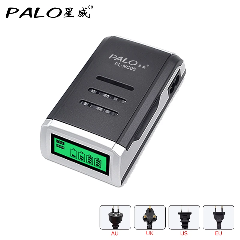 PALO 4 слота ЖК-дисплей Умный интеллектуальный AA зарядное устройство для AA/AAA 1,2 в Ni-CD Ni-MH аккумуляторы