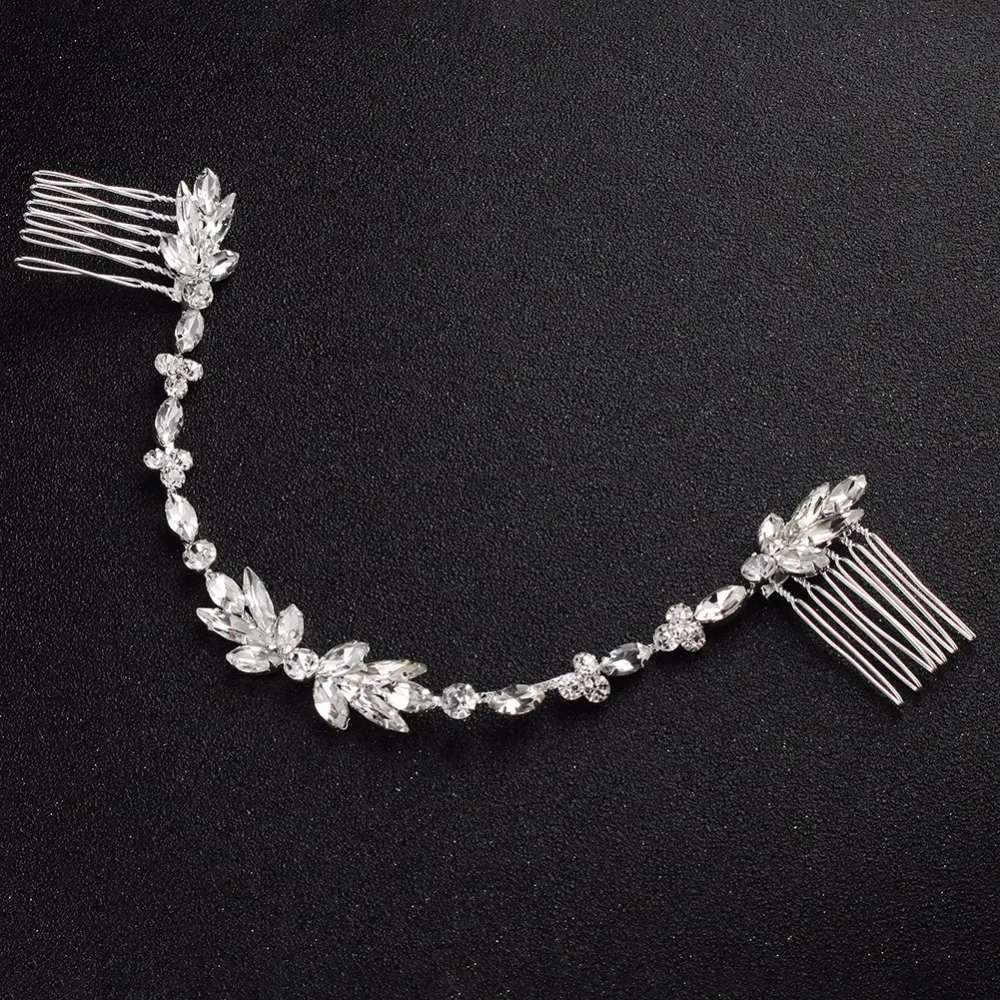

SLBRIDAL Handmade Wired Rhinestone Crystal Flexible Wedding Headband Hair Comb Bridal Hair Accessories Bridesmaids Women Jewelry