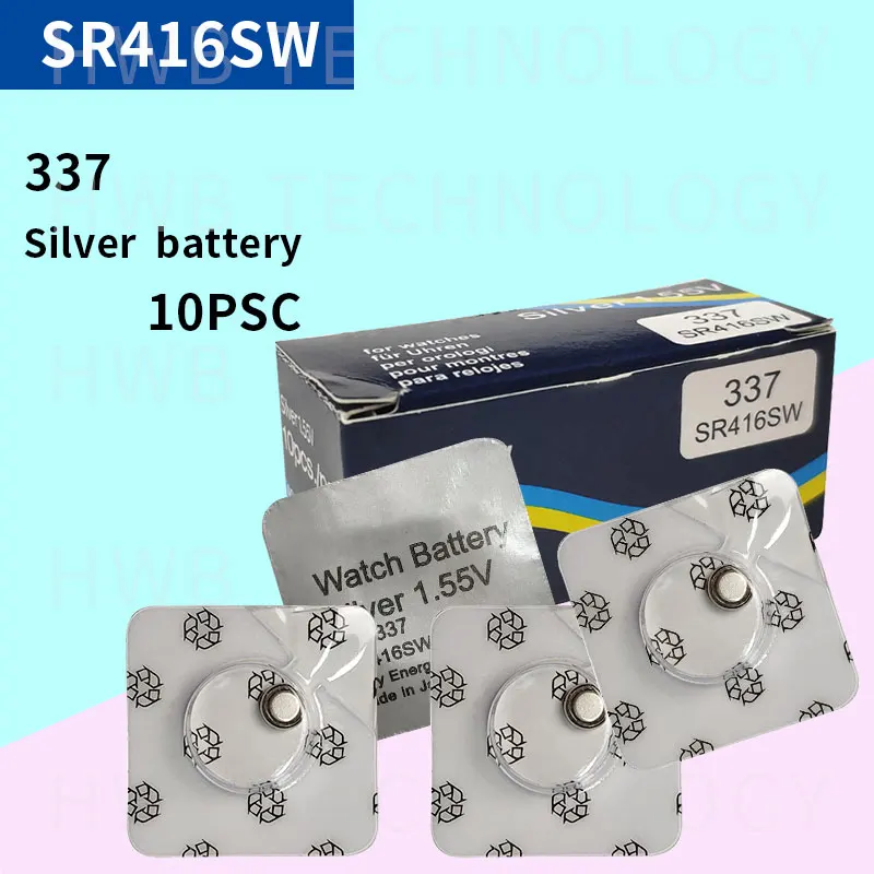 

10 pcs/lot Original New Watch battery 337 SR416SW Silver 1.55V button cell battery for swatch watch LED Headphone