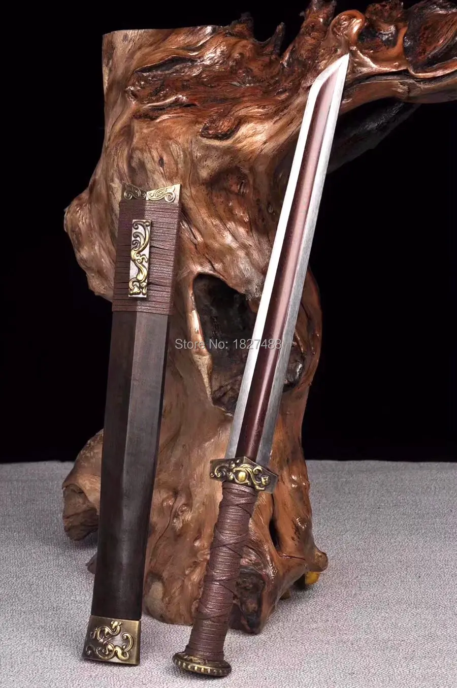 Боевой меч красный Дамасская сталь большой одиночный Клинок с желобками острый китайский меч династии Тан дао готовый для битвы
