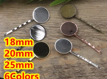 

Antique Bronze/Gold/Silver/Black Barrettes Hair Bobby Pin clips with 18mm,20mm,25mm Cabochon Pad Tray,Jewelry Accessories 100pcs