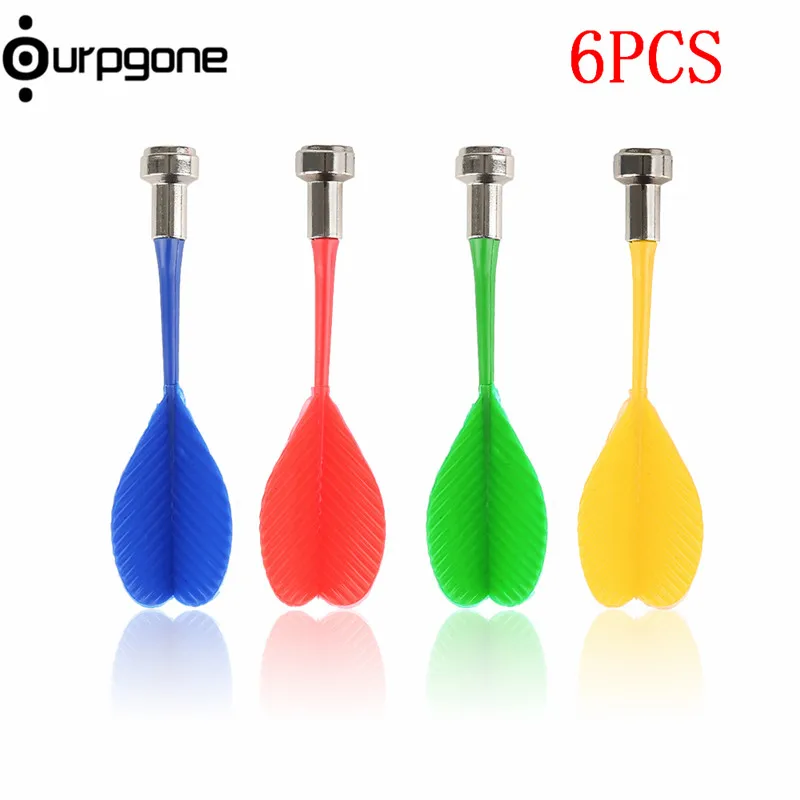 

Ourpgone 6Pcs Bullseye Target Game Plastic Dart Wing Magnetic Darts for Two-Sided Magnetic Board Green/Blue/Red/Yellow Color