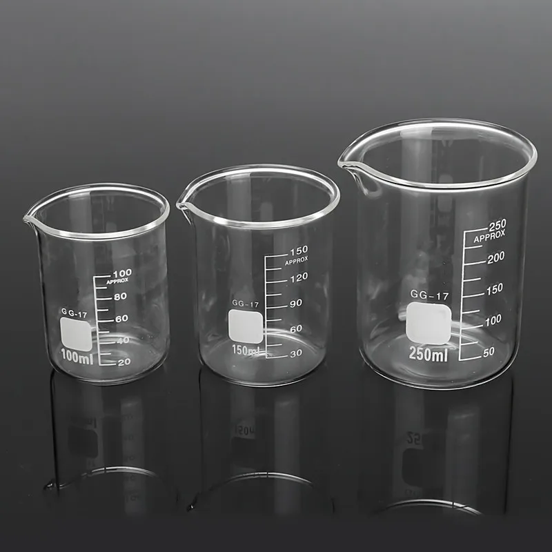 Kicute 3Pcs 100ml 150ml 250ml Glass Beaker Set Graduated ...