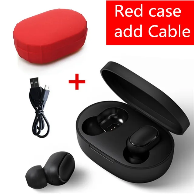Xiaomi Redmi AirDots TWS беспроводной Bluetooth 5,0 наушники DSP с микрофоном Handsfree Charge Box Беспроводная гарнитура управление Ai - Цвет: Add Red cable