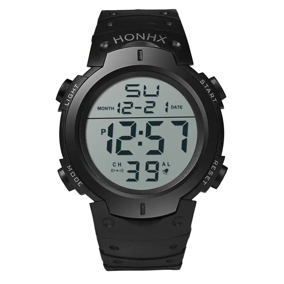 Модный водонепроницаемый светодиодный цифровой секундомер Дата Резиновые спортивные мужские наручные часы для мальчиков механические Военные мужские часы браслет часы