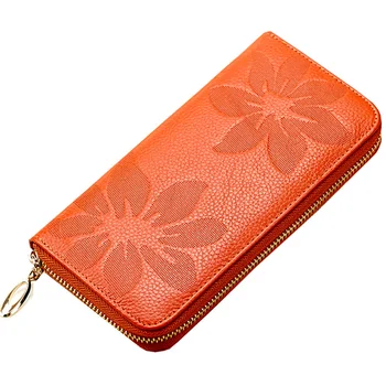 

2019 Fashion Flower Print Women Wallets Genuine Leather Wallets Women Clutch Wallets Lady Vintage Clutch Bag Coin Purse female