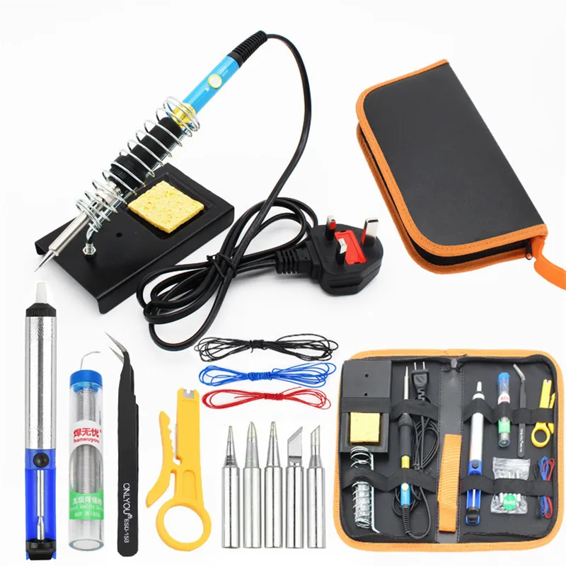 

Soldering Iron Kit Electronics, 60W Adjustable Temperature Welding Tool, 5pcs Soldering Tips, Desoldering Pump, Soldering Iron S