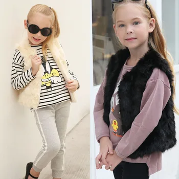 

T0808 Europe and America all-match Children Faux Fur Coat Warm Vest fashion imitation fur vest Autumn &Winter Girl Vest